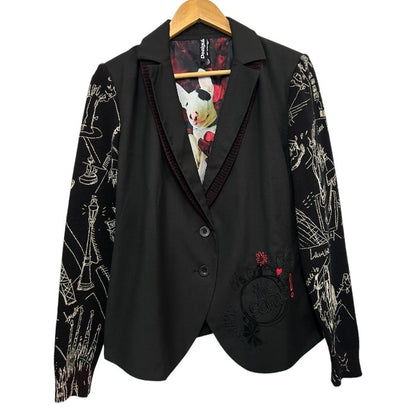 Desigual デシグアル レディース テーラード ジャケット 37E29A6 40 犬 アニマル おしゃれ アウター 秋 冬 ブラック 中古 W４