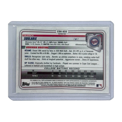 TOPPS MLBカード BOWMAN CHROME 1ST ALERICK SOULARIE MINNESOTA TWINS /499 #CDA-ASO 中古 IT1