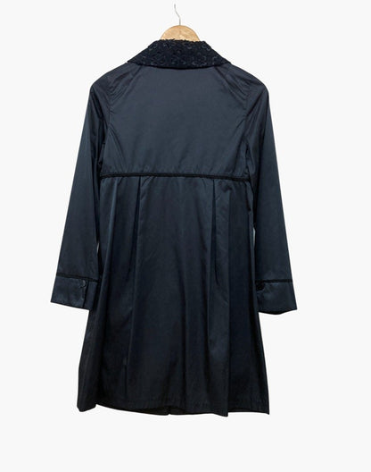 Harrods ハロッズ 花柄レース ステンカラーコート 13104081 ネイビー 中古 D4