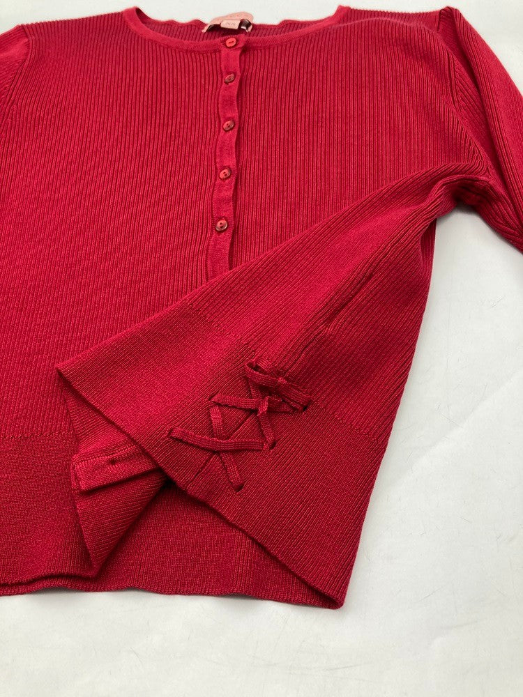 TOCCA トッカ シルク混 カーディガン サイドリボン 401587 サイズXS ボルドー 中古 D4