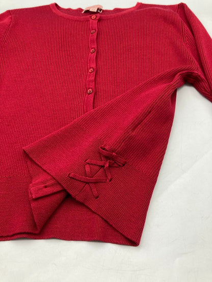 TOCCA トッカ シルク混 カーディガン サイドリボン 401587 サイズXS ボルドー 中古 D4