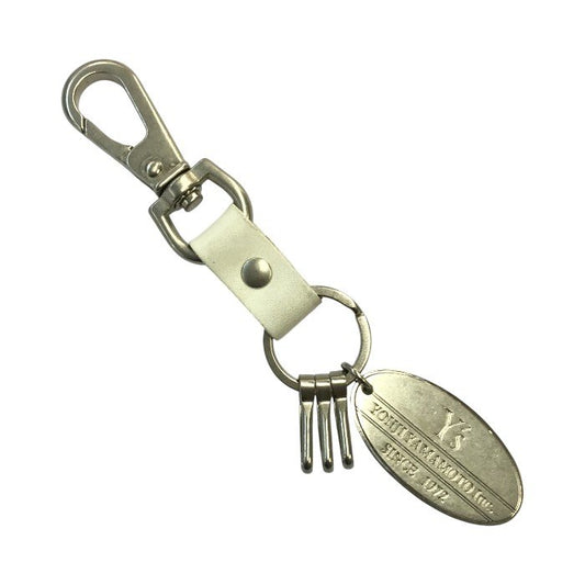 Y's ワイズ キーリング キーホルダー ロゴプレート ヨウジヤマモト シルバー/ホワイト 中古 T1