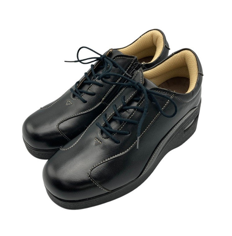 PIERRE RICCI ピエールリッチ 山羊革 4E 軽量 エアウォーキングシューズ ブラック サイズ24.0cm 中古 D4