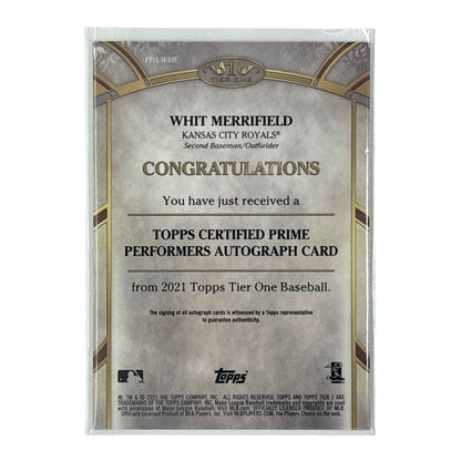 TOPPS MLBカード TIER ONE WHIT MERRIFIELD KANSAS CITY ROYALS /300 #PPA-WME 中古 IT1