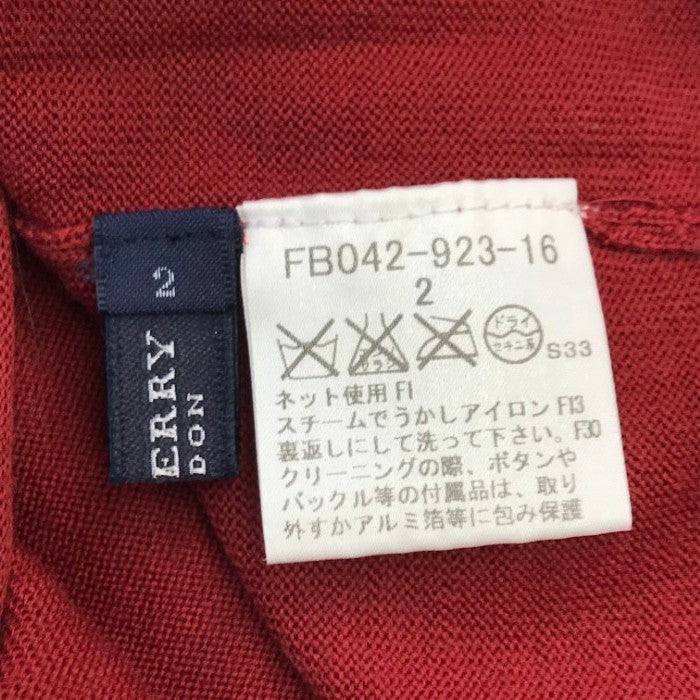 BURBERRY LONDON バーバリー ニットトップス レディース ウール セーター タートルネック チェック柄 リブ編み レッド 2サイズ FB042-923-16 中古 T1