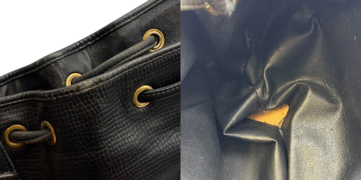 Christian Dior クリスチャン ディオール レザー 巾着 バッグ ショルダー 鞄 レディース ブランド おしゃれ ブラック 中古 W1