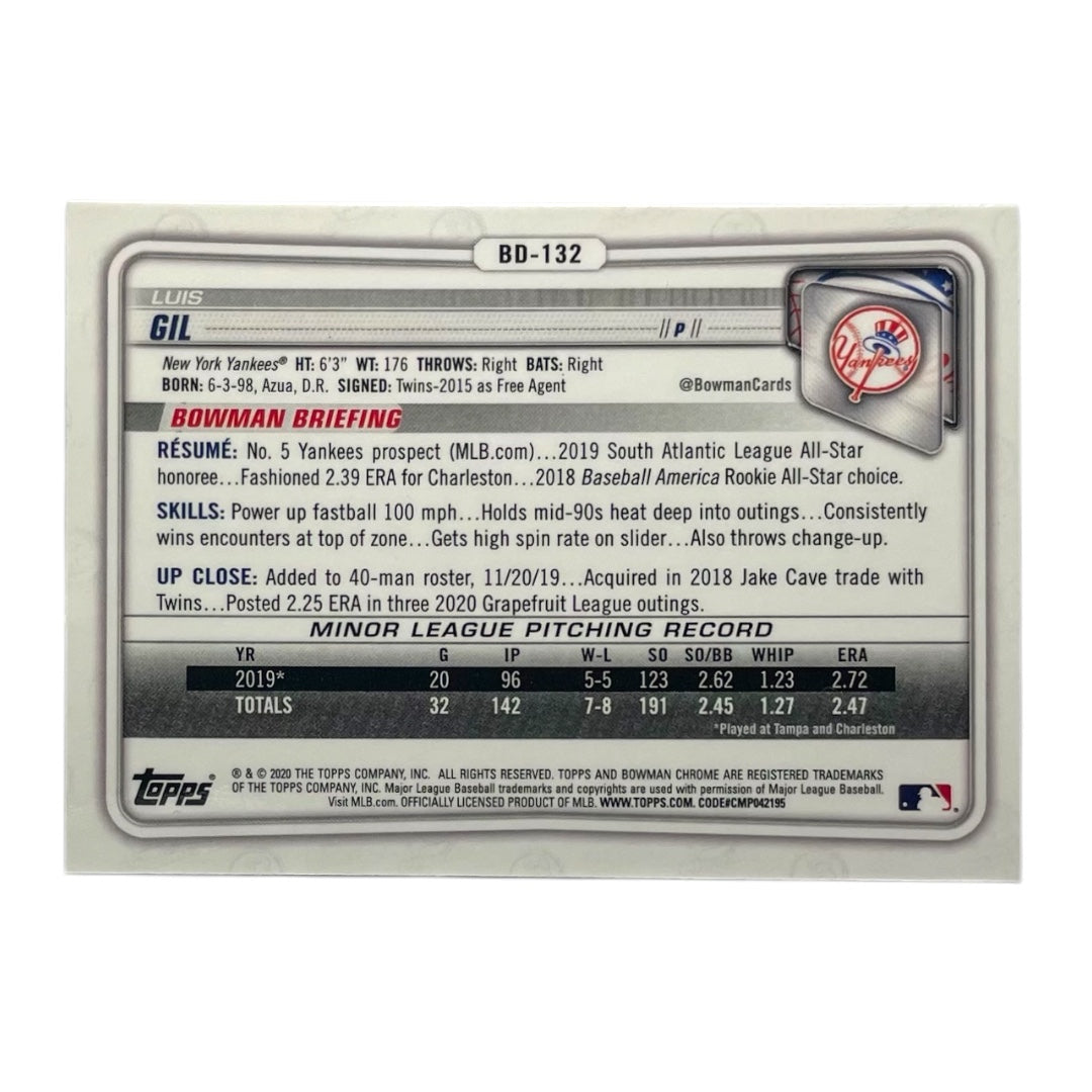 TOPPS MLBカード BOWMAN CHROME LUIS GIL NEW YORK YANKEES #BD-132 中古 IT2