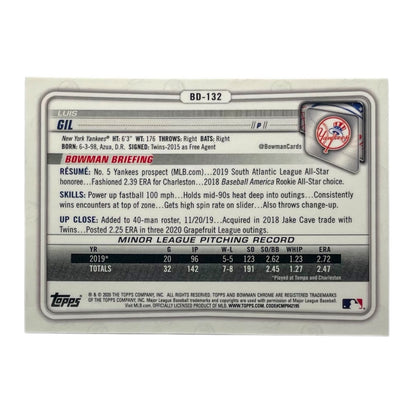 TOPPS MLBカード BOWMAN CHROME LUIS GIL NEW YORK YANKEES #BD-132 中古 IT2