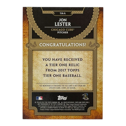 TOPPS MLBカード TIER 1 JON LESTER CHICAGO CUBS /331 #T1R-JL 中古 IT2