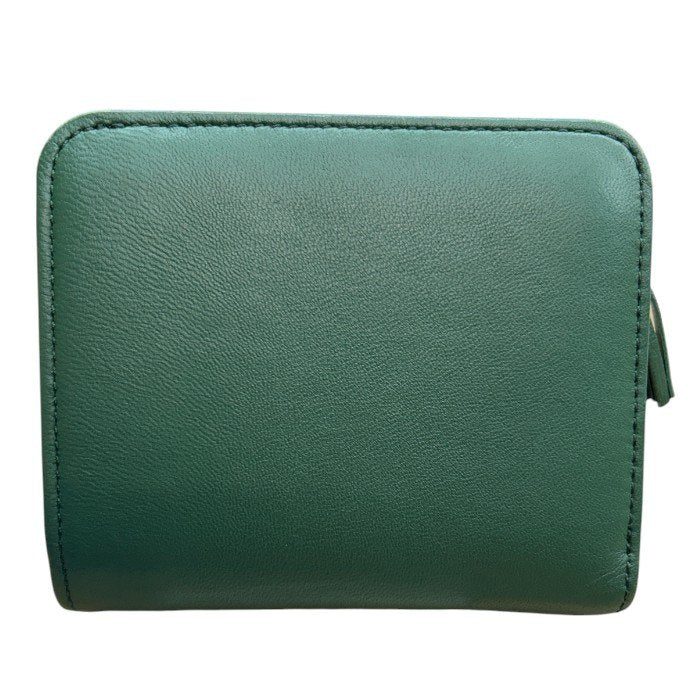 土屋鞄 TSUCHIYA KABAN フリンジ スモールウォレット スムースラムスキン グリーン 二つ折り財布 コンパクト レディース 羊革 財布 中古 W４