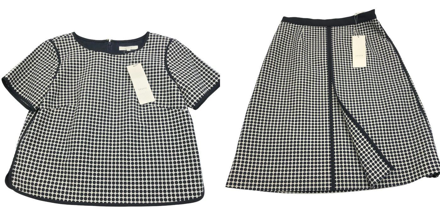EPOCA エポカ ドッド柄 半袖 セットアップ M5S01－503－40 38(M) アンサンブル 上下セット 水玉 スカート レディース 中古 KW1