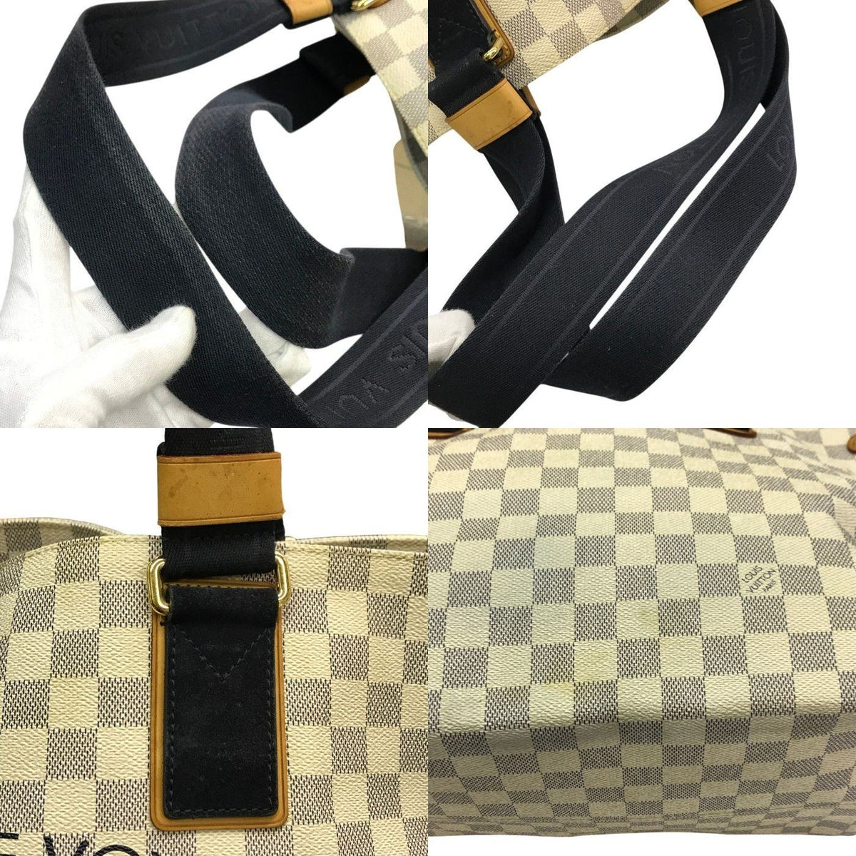LOUIS VUITTON ルイヴィトン ダミエアズール プランソレイユ カバ PM トートバッグ レディース ショルダーバッグ 通勤/通学 アイボリー N41179 中古 T1