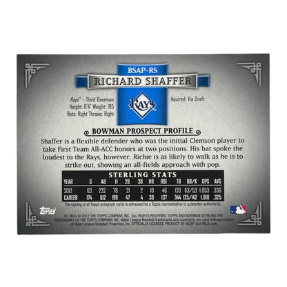 TOPPS MLBカード BOWMAN STERLING RICHARD SHAFFER RAYS #BSAP-RS 中古 IT2