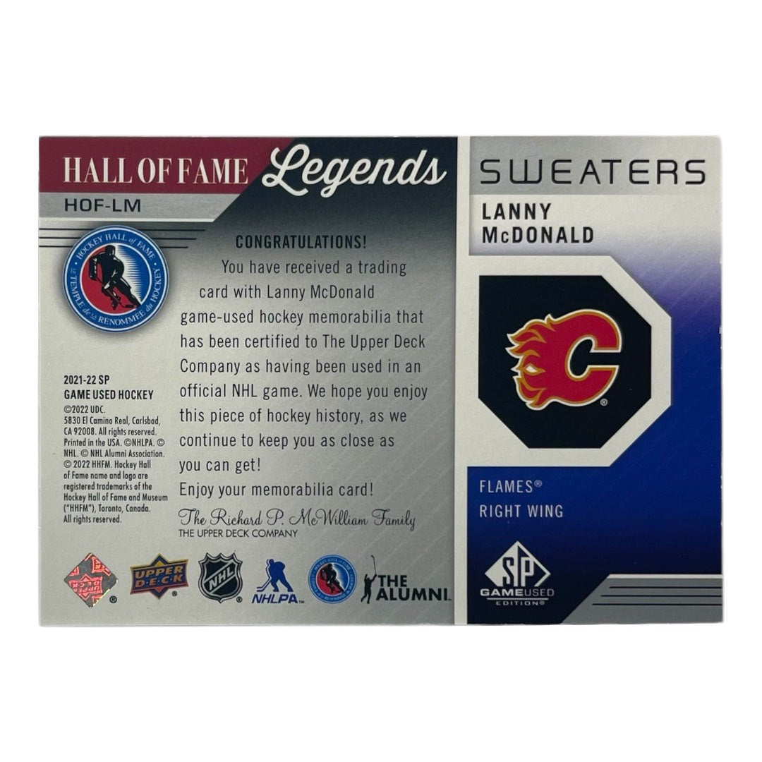 UPPER DECK NHLカード SP GAME USED LANNY MCDONALD FLAMES #HOF-LM 中古 IT2
