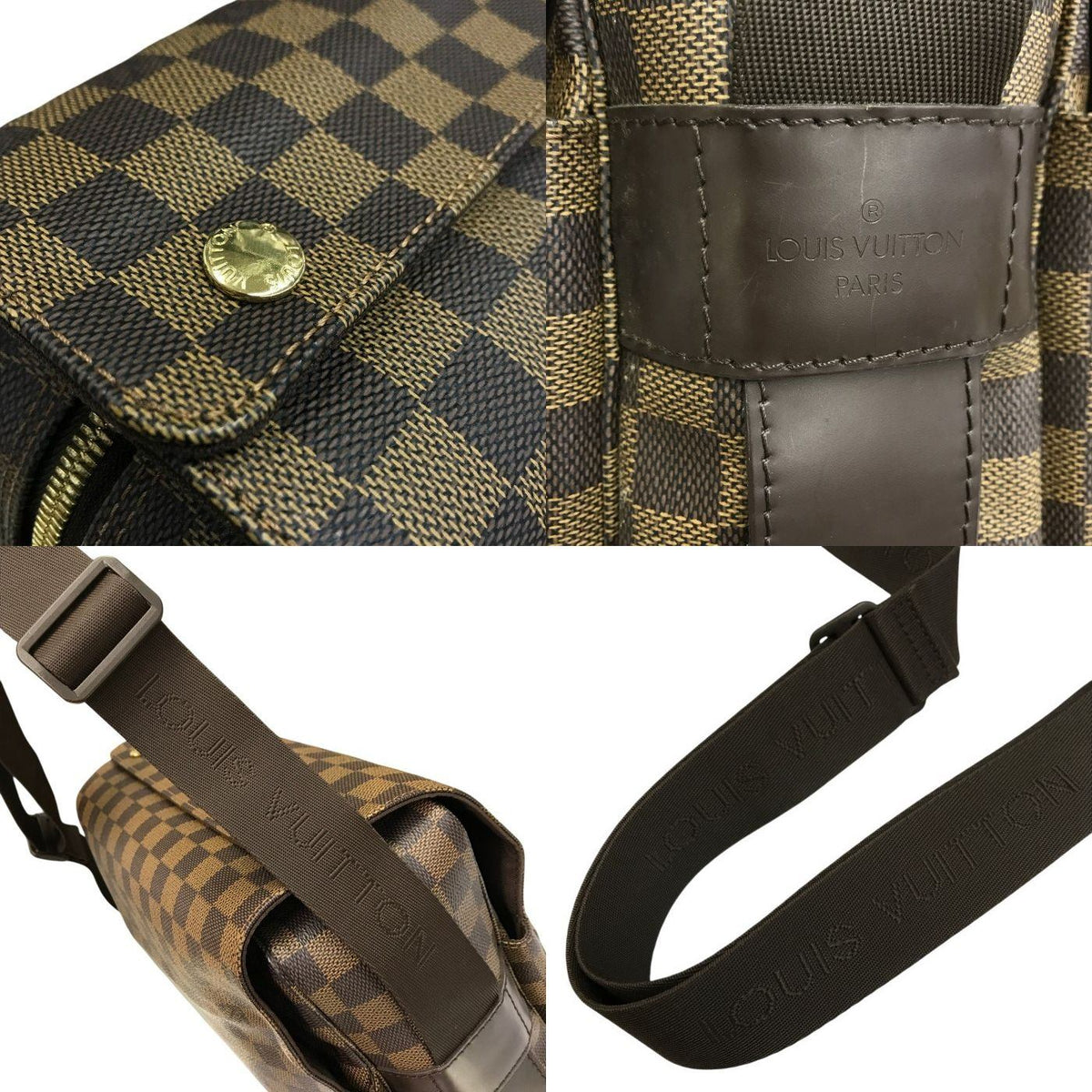 LOUIS VUITTON ルイヴィトン ダミエ エベヌ ナヴィグリオ ショルダーバッグ ユニセックス 斜め掛け 2重フラップ ブラウン N45255 中古 T1