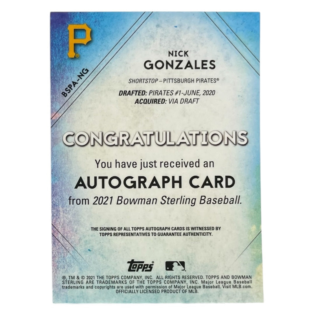 TOPPS MLBカード BOWMAN STERLING NICK GONZALES PITTSBURGH PIRATES /125 #BSPA-NG 中古 IT2