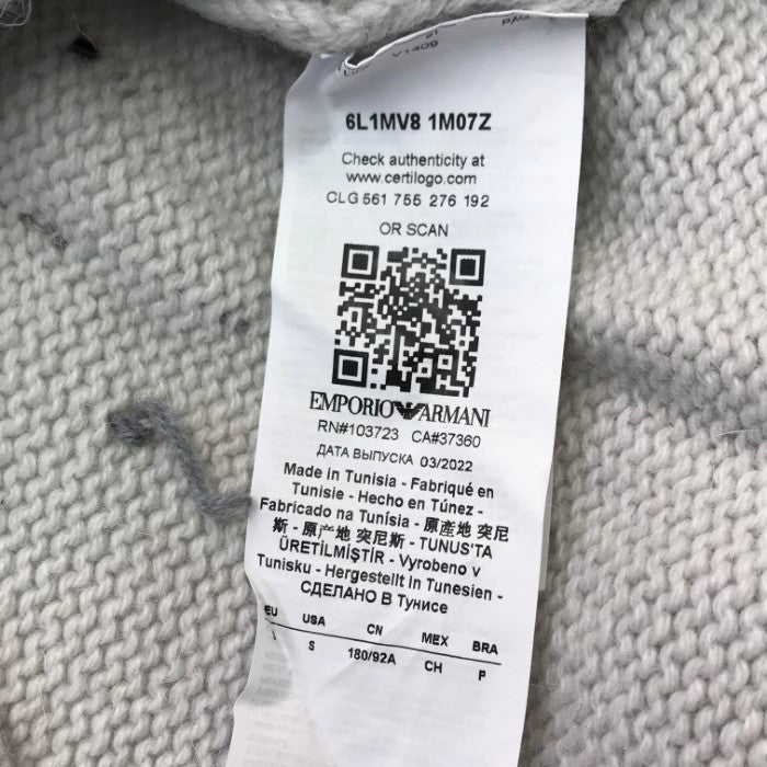 EMPORIO ARMANI エンポリオアルマーニ ニットトップス メンズ アルパカ セーター ハイネック オフホワイト S(180)サイズ 6L1MV8 1M07Z 中古 T1
