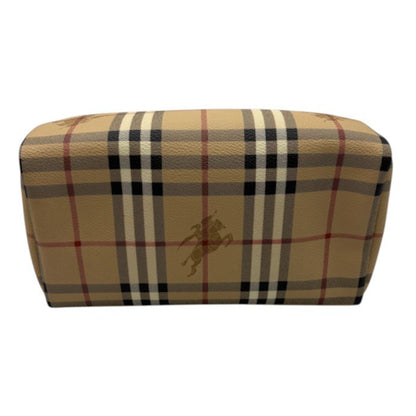 BURBERRY バーバリー トラベル ポーチ レディース PVC ノバチェック シャドーホース ベージュ系 ブランド 大きめ レディース かわいい 化粧ポーチ 小物入れ 中古 W４