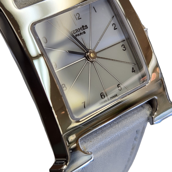HERMES エルメス Hウォッチ 腕時計 レディース アナログ クォーツ アイスブルー HH1-210 スクエア 中古 T1