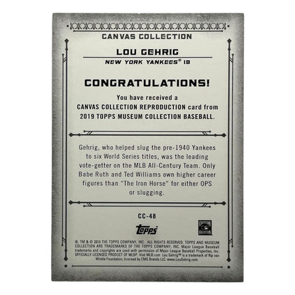 TOPPS MLBカード MUSEUM COLLECTION LOU GEHRIG NEW YORK YANKEES #CC-48 中古 IT2