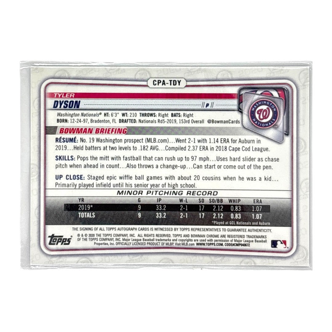 TOPPS MLBカード BOWMAN CHROME 1ST TYLER DYSON WASHINGTON NATIONALS /250 #CPA-TDY 中古 IT1