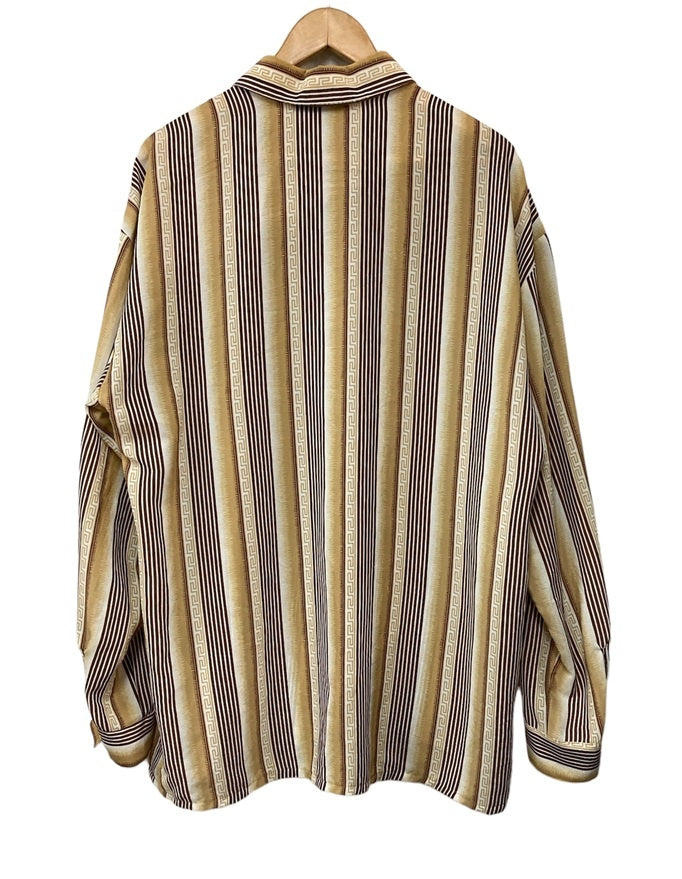 monzini COLLECTION 総柄 ストライプ 長袖シャツ アメリカ製 サイズXL 中古 D4