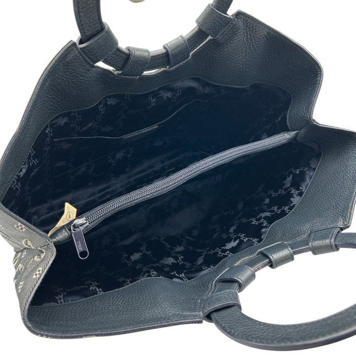 HUNTING WORLD ハンティングワールド ハンドバッグ 鞄 丸ハンドル ブランド レザー キャンバス 中古 W４