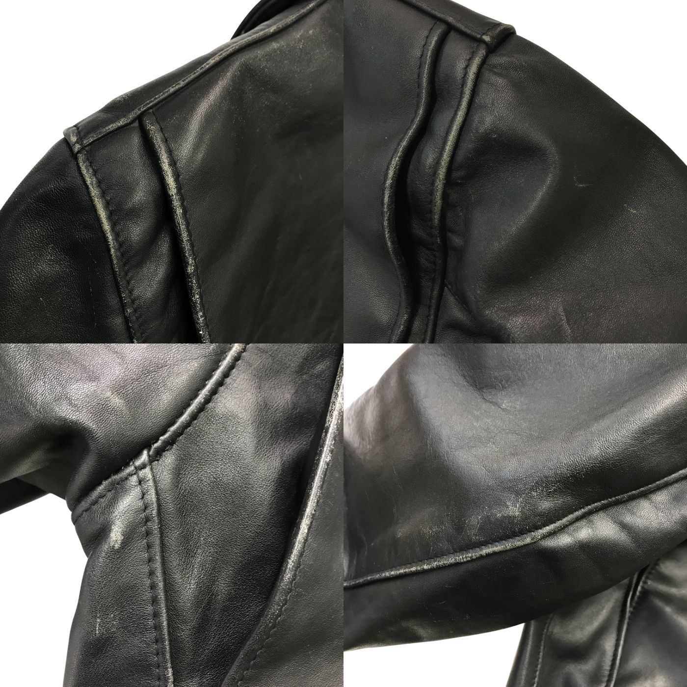 Schott ショット シングルライダースジャケット メンズ カウレザー ボアライナー付き 革ジャン USA製 ブラック 38サイズ AT101 中古 T1
