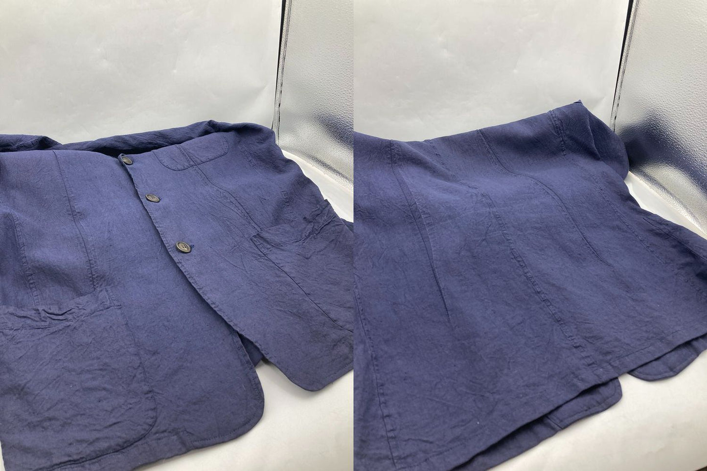 IISSEY MIYAKE MEN イッセイミヤケ メン リネン テーラードジャケット ME01-FD023 サイズ2 ネイビー 中古 D4