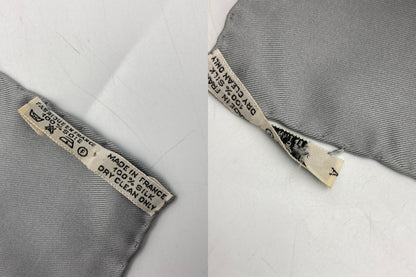 HERMES エルメス カレ90 LES RUBANS DU CHEVAL 馬のリボン スカーフ グレー 中古 D4