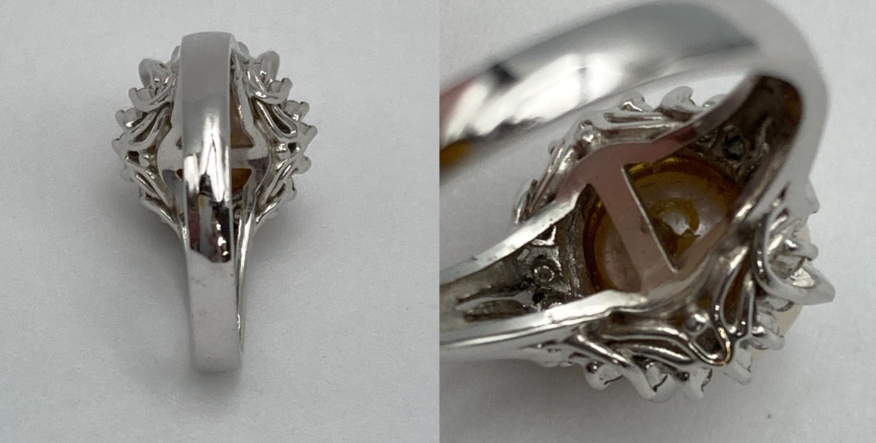 Pt900 パール9.2mm ダイヤ0.23ct リング 13号 中古 D4