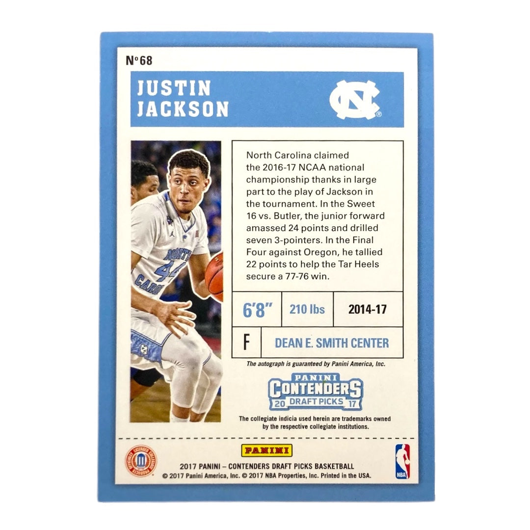PANINI NBAカード CONTENDERS DRAFT PICKS JUSTIN JACKSON NORTH CAROLINA TAR HEELS #68 中古 IT2