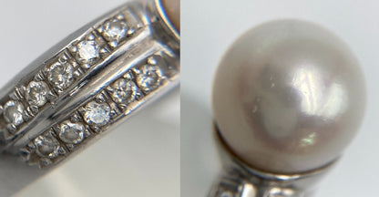 Pt900 パール9.0mm ダイヤ0.30ct リング 11号 中古 D4