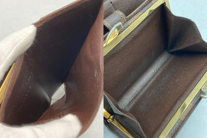 LOUIS VUITTON ルイヴィトン ダミエ エベヌ ポルトモネ・ビエ・ヴィエノワ 2つ折り がま口 財布  N61664 中古 D4
