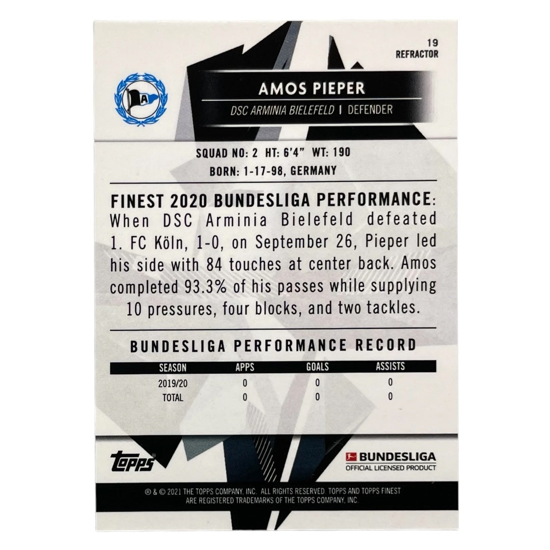 TOPPS サッカーカード FINEST AMOS PIEPER ARMINIA BIELEFELD #19 中古 IT2