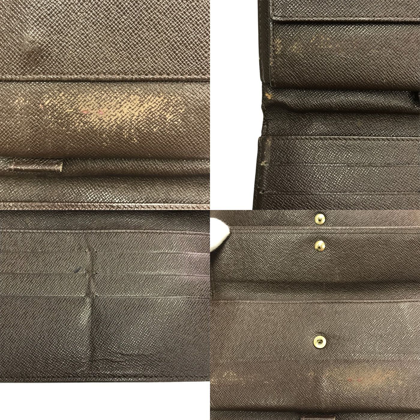 LOUIS VUITTON ルイヴィトン ダミエ ポルトトレゾールインターナショナル 長財布 ユニセックス 三つ折り 小銭入れあり ホック ブラウン N61215 中古 T1