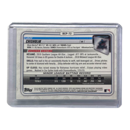 TOPPS MLBカード BOWMAN CHROME JAZZ CHISHOLM NEW MIAMI MARLINS /125 #BCP-72 中古 IT2