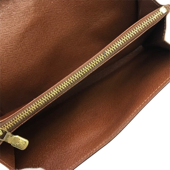 LOUIS VUITTON ルイヴィトン モノグラム ポシェットポルトモネクレディ 長財布 ユニセックス 二つ折り ホック 小銭入れあり ブラウン M61725 中古 T1