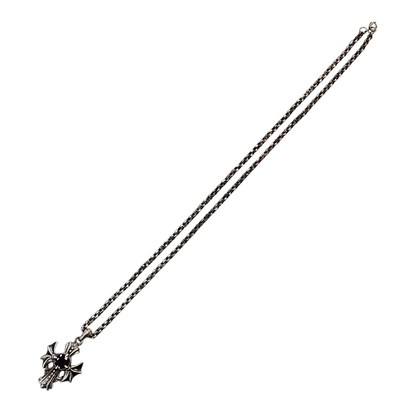 Bizarre ビザール ネックレス メンズ シルバー SV925 クロス 黒石 ストーン あずきチェーン 中古 T1