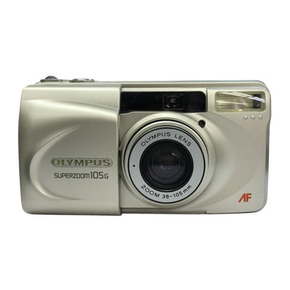 OLYMPUS オリンパス スーパーズーム コンパクトカメラ シルバー フィルム ズームレンズ フラッシュ 105G 中古 T1