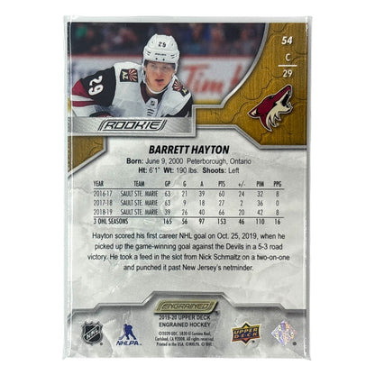 UPPER DECK NHLカード ENGRAINED BARRETT HAYTON COYOTES /299 #54 中古 IT1
