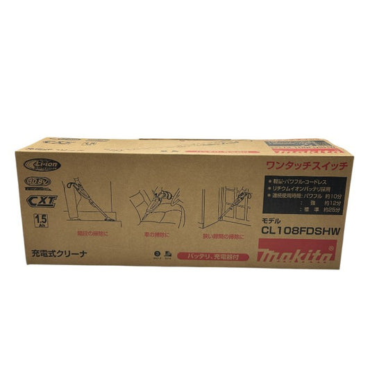 未使用品 マキタ コードレス掃除機CL108 カプセル式  標準25分稼働/充電22分 軽量定番モデル 10.8Vバッテリ充電器付 CL108FDSHW makita 充電式 クリーナー パワフル 家電 中古 W４