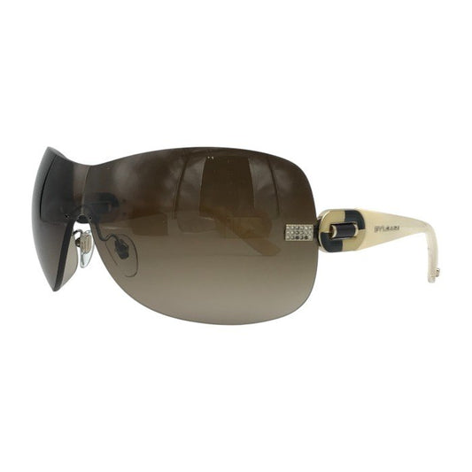 BVLGARI ブルガリ サングラス レディース リムレス フチなし ラインストーン ブラウン/アイボリー 6054B 325-13 中古 T1