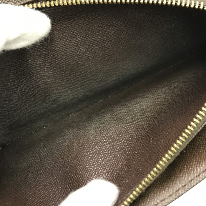 LOUIS VUITTON ルイヴィトン ダミエ ポシェット ポルト モネ クレディ 長財布 二つ折り カード6枚 ブラウン N61724 中古 T1
