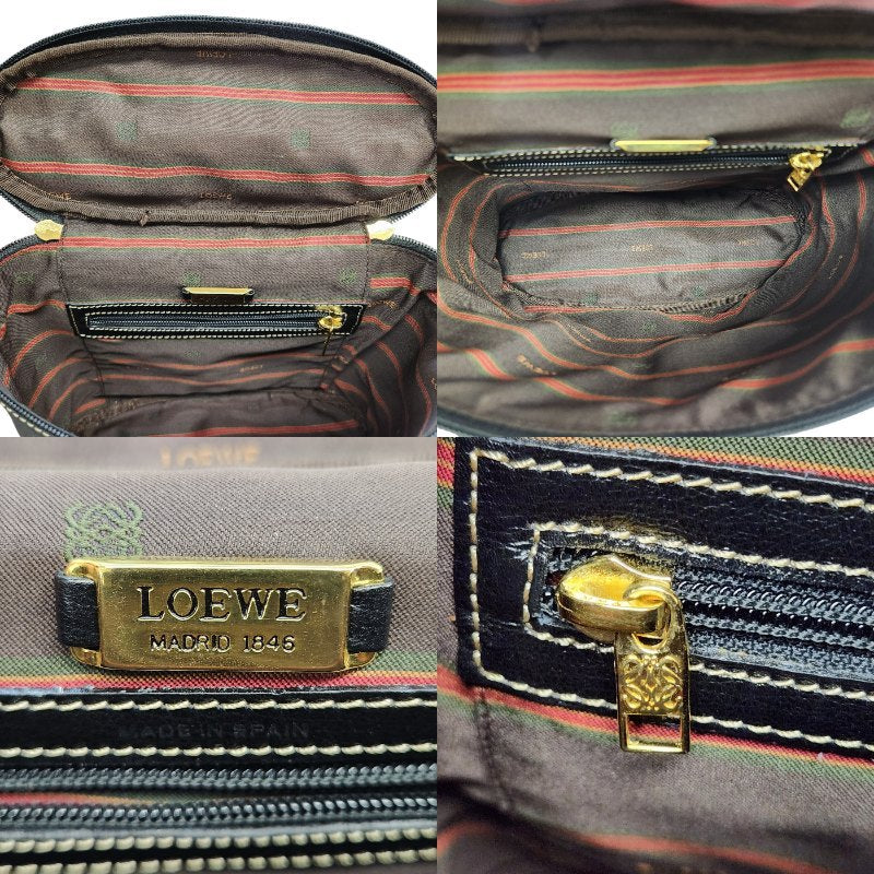 LOEWE ロエベ ベラスケス ハンドバッグ レディース レザー バニティ 化粧ポーチ ツイスト金具 ブラック/ブラウン 中古 T1
