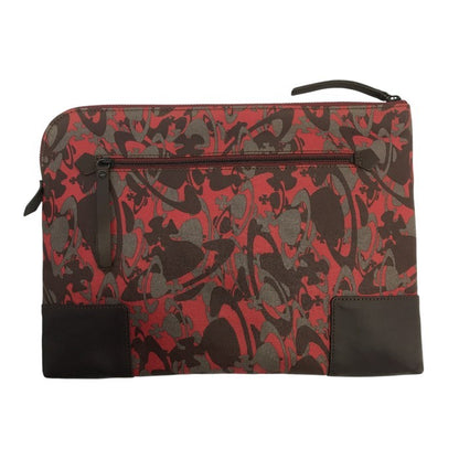 Vivienne Westwood クラッチバッグ ユニセックス オーブ カモフラージュ 迷彩 A4収納可 レッド/ブラウン 中古 T1