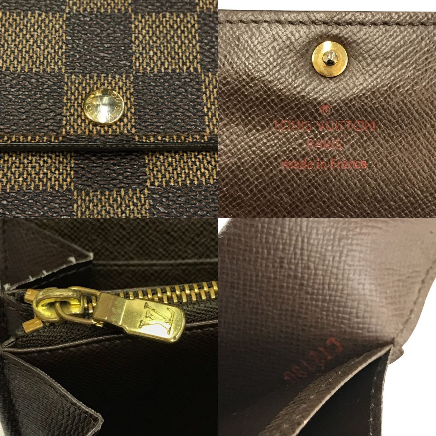 LOUIS VUITTON ルイヴィトン ダミエ エベヌ ポルトフォイユサラ 長財布 2つ折り 旧型 ブラウン N61734 中古 T1
