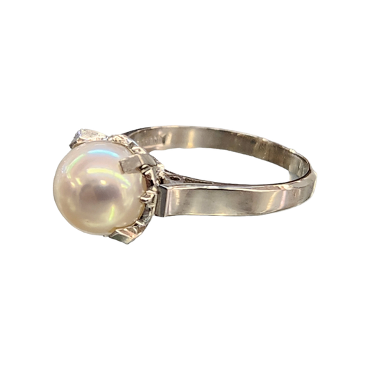 Pt900 パール 8.2mm リング レディース プラチナ 13号 中古 T1