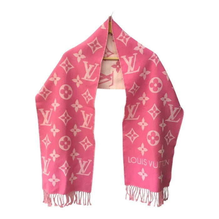 LOUIS VUITTON ルイヴィトン LVエセンシャル マフラー レディース 184×34cm ウール モノグラム フリンジ ピンク M78936 中古 T1