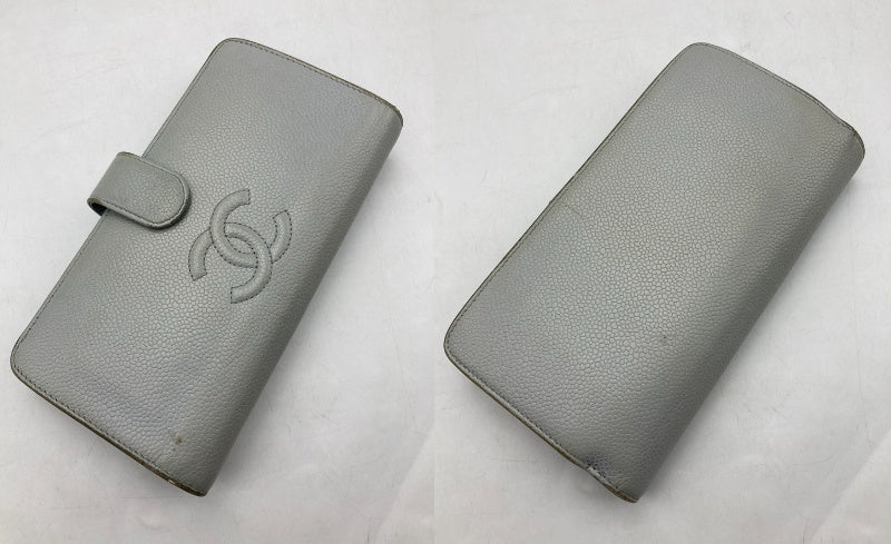 CHANEL シャネル キャビアスキン 2つ折り長財布 中古 D4